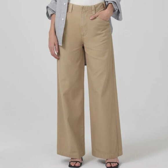 Citizens of Humanity Paloma Utility Trousers Wide Leg Pants Khaki - Picture 1 of 15